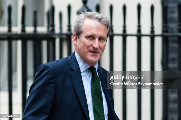 Secretary of State for Education Damian Hinds arrives for a weekly cabinet meeting at 10 Downing Street in central London. June 05, 2018 in London,...