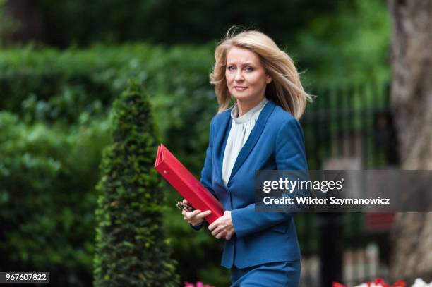 Secretary of State for Work and Pensions Esther McVey arrives for a weekly cabinet meeting at 10 Downing Street in central London. June 05, 2018 in...