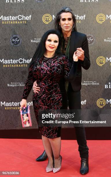 Alaska and Mario Vaquerizo attend 'Masterchef' Restaurant opening on June 4, 2018 in Madrid, Spain.