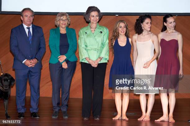 Queen Sofia attends 'Fundacion ONCE' Contemporary Art Biennale exhibition at Cibeles Palace on June 5, 2018 in Madrid, Spain.