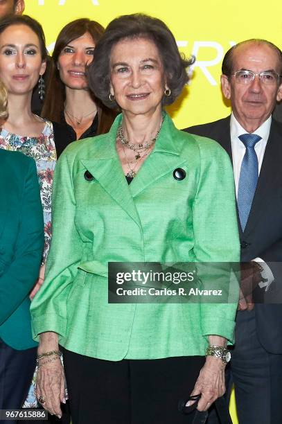 Queen Sofia attends 'Fundacion ONCE' Contemporary Art Biennale exhibition at Cibeles Palace on June 5, 2018 in Madrid, Spain.