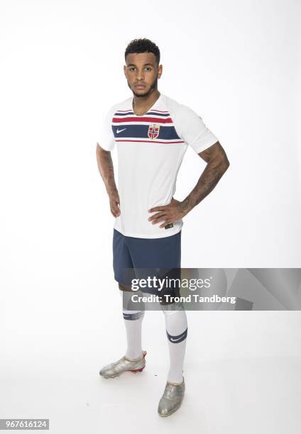 Joshua King of Norway during training and photo shoot at Ullevaal Stadion on June 4, 2018 in Oslo, Norway.
