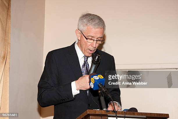 Television news anchor Fritz Coleman speaks at The Bob Hope Airport on February 16, 2010 in Burbank, California.