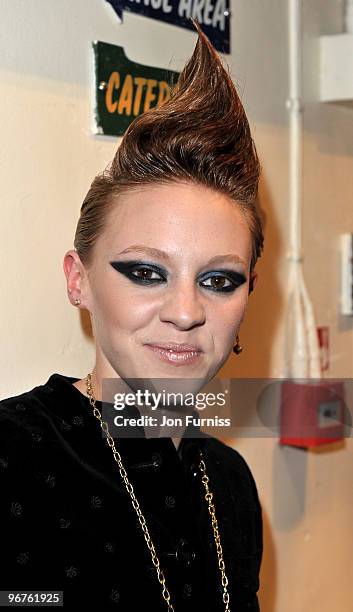 Ellie Jackson aka La Roux attends the War Child party for The Brit Awards 2010 at Shepherds Bush Empire on February 16, 2010 in London, England.