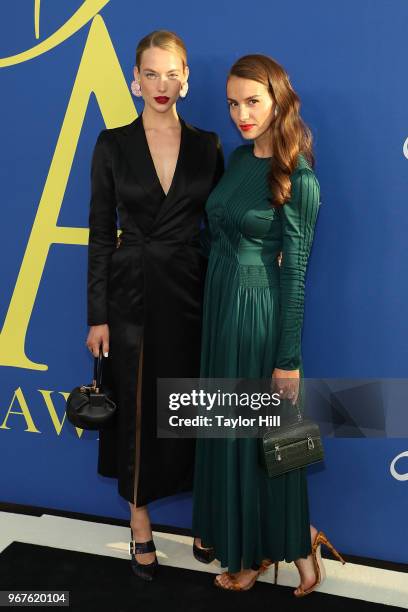 Hannah Ferguson and Chloe Gosselin attend the 2018 CFDA Awards at Brooklyn Museum on June 4, 2018 in New York City.