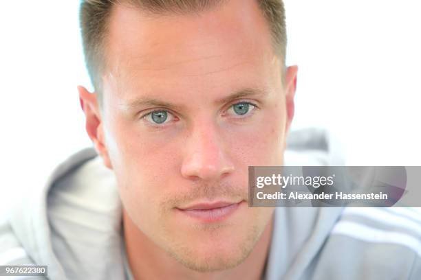 Marc-Andre ter-Stegen looks on during a media day of the German national team at Hotel Weinegg on day fourteen of the Southern Tyrol Training Camp on...