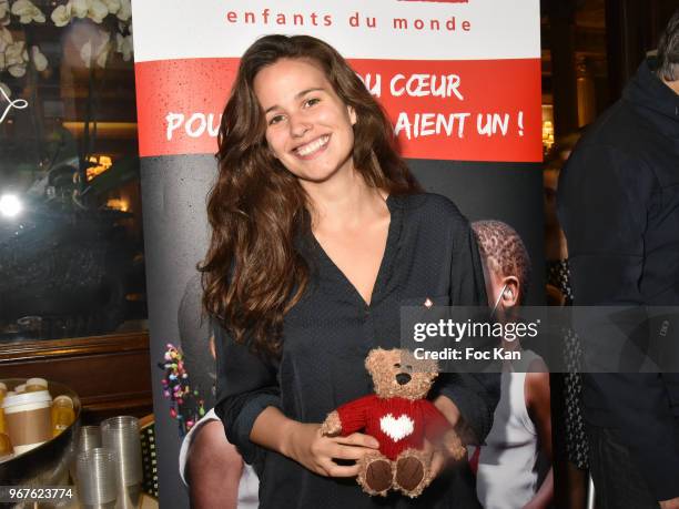 Actress Lucie Lucas attends Petits Dejeuners du Coeur Mecenat Chirurgie Cardiaque Children Care Auction Breakfeast at Cafe de La Paix on June 5, 2018...