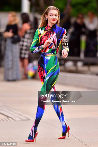 Gigi Hadid arrives to the 2018 CFDA Fashion Awards at Brooklyn Museum on June 4, 2018 in New York City.