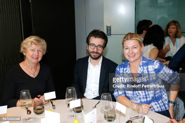 Chantal Jannet, Stephane Sitbon Gomez and Anne Elisabeth Lemoine attend the 'France Television' Lunch during the 2018 French Open - Day Ten at Roland...