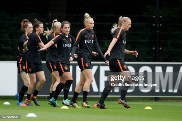 Siri Worm of Holland Women, Danique Kerkdijk of Holland Women, Stefanie van der Gragt of Holland Women during the Training Holland Women at the KNVB...