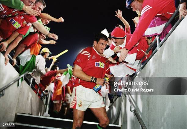 British Lions Captain Martin Johnson is congratulated by fans after the Australia v British Lions match as part of the Lions Tour to Australia,...