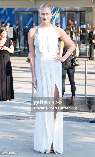 Model Karlie Kloss is seen arriving to the 2018 CFDA Fashion Awards at Brooklyn Museum on June 4, 2018 in New York City.