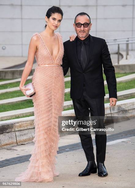 Model Sara Sampaio and fashion designer Gilles Mendel are seen arriving to the 2018 CFDA Fashion Awards at Brooklyn Museum on June 4, 2018 in New...