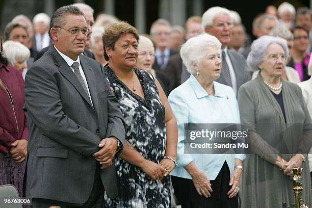 Maori King Tuheitia attends the ceremony for Former NZ Prime Minister Helen Clark who receives the Order of New Zealand at Government House on...