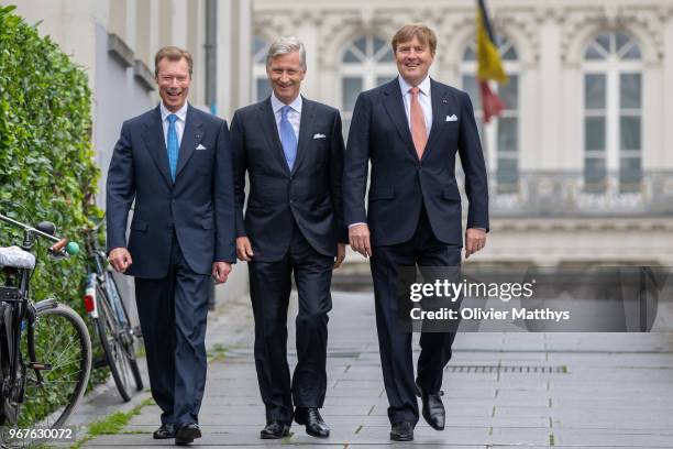 Henri Grand Duke of Luxembourg, King Philip of Belgium and King Willem-Alexander of the Netherlands attend the 60 years Benelux Council celebration...