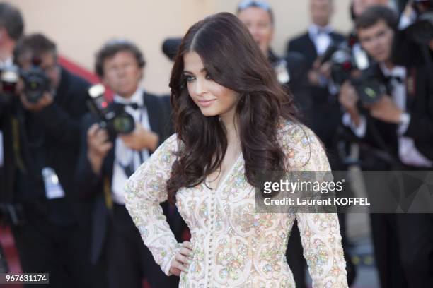 Aishwarya Rai attends the Premiere of 'Blood Ties' during the 66th Annual Cannes Film Festival at the Palais des Festivals on May 20, 2013 in Cannes,...