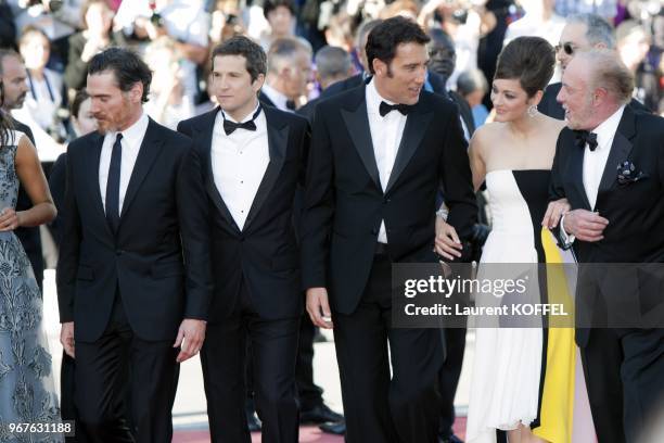 Billy Crudup, director Guillaume Canet and actors Clive Owen, Marion Cotillard and James Caan depart the 'Blood Ties' Premiere during the 66th Annual...