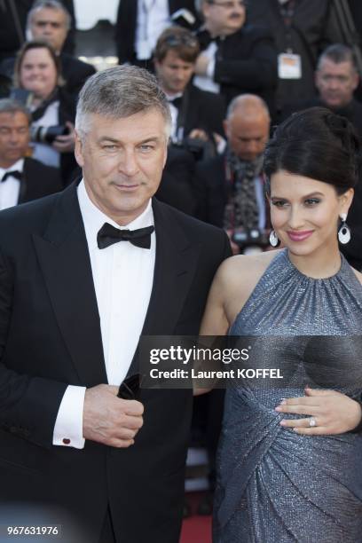 Alec Baldwin and wife Hilaria Baldwin attend the Premiere of 'Blood Ties' during the 66th Annual Cannes Film Festival at the Palais des Festivals on...