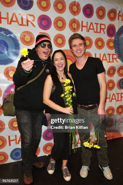 Hair" co-creator James Rado and actors Diana DeGarmo and Kyle Riabko attend a photo call with the new cast of "HAIR" at The Hilton Theater on...