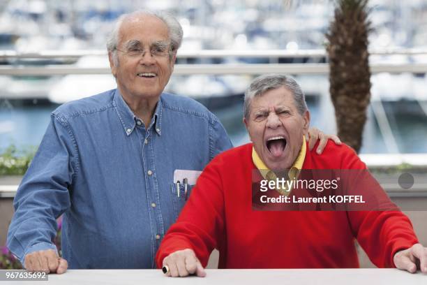 Michel Legrand and Jerry Lewis attend the 'Max Rose' photocall during The 66th Annual Cannes Film Festival at the Palais des Festivals on May 23,...