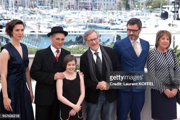 Rebecca Hall, Mark Rylance, Ruby Barnhill, Director Steven Spielberg, Jermaine Clement and Penelope Wilton attend 'The BFG' photocall during the 69th...
