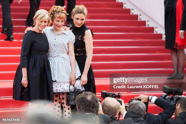 Julie Depardieu, Camille Moreau and Julie Gayet attend 'The Unknown Girl ' Premiere during the 69th annual Cannes Film Festival at the Palais des...