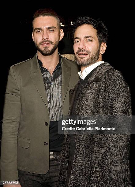 Lorenzo Martone and Marc Jacobs pose backstage during the Marc By Marc Jacobs Spring 2010 fashion show during Mercedes-Benz Fashion Week at NY State...