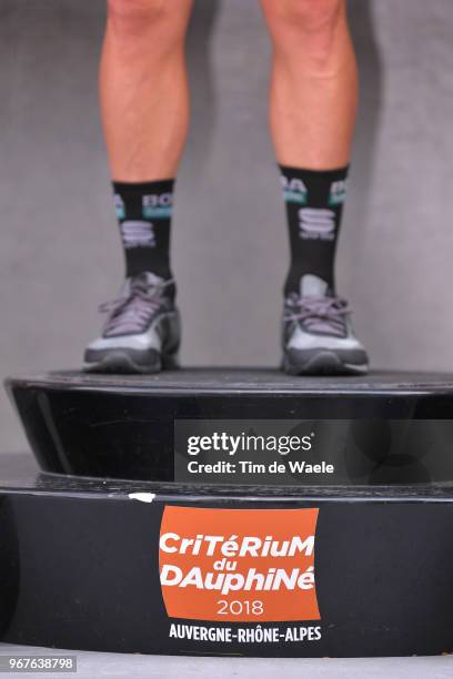 Podium / Pascal Ackermann of Germany and Team Bora - Hansgrohe / Celebration / Illustration / Legs / during the 70th Criterium du Dauphine 2018,...