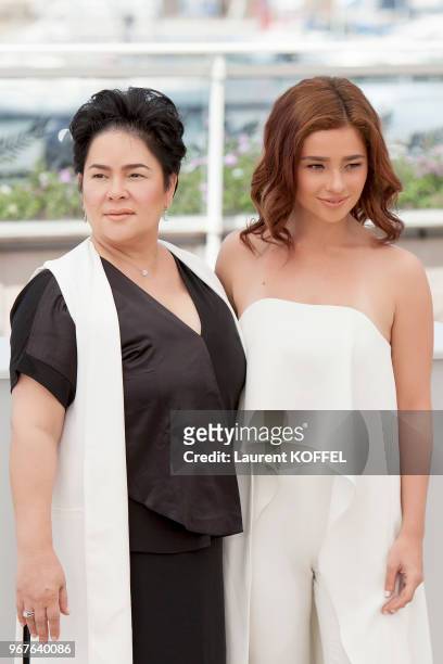 Jaclyn Jose and Andi Eigenmann attend the 'Ma'Rosa' photocall during the 69th Annual Cannes Film Festival at the Palais des Festivals on May 18, 2016...