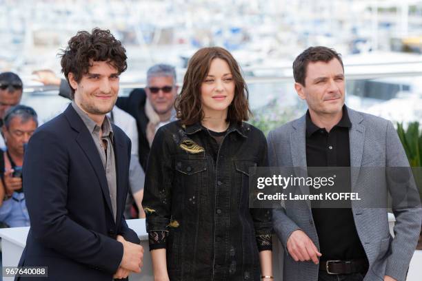 Louis Garrel, Marion Cotillard, director Nicole Garcia attend the 'From The Land And The Moon ' Photocall during the 69th annual Cannes Film Festival...