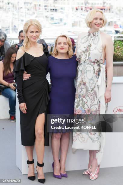 Nicole Kidman, Elisabeth Moss, Gwendoline Christie attend the 'Top Of The Lake: China Girl' photocall during the 70th annual Cannes Film Festival at...