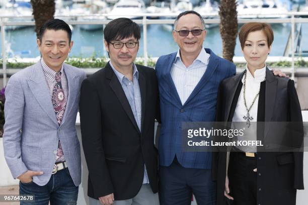 Andy Lau, Wai Ka-Fai, Johnnie To and Sammi Cheng attend the photocall for 'Blind Detective' during the 66th Annual Cannes Film Festival at Palais des...