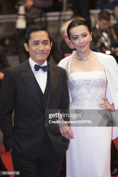 Carina Lau and Tony Leung Chiu Wa attend the Premiere of 'Soshite Chichi Ni Naru' at Palais des Festivals during The 66th Annual Cannes Film Festival...