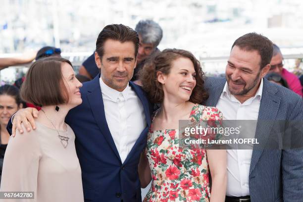 Colin Farrell, Olga Dragunova, Darya Zhovner, Artem Tsypin attend 'The Beguiled' photocall during the 70th annual Cannes Film Festival at Palais des...