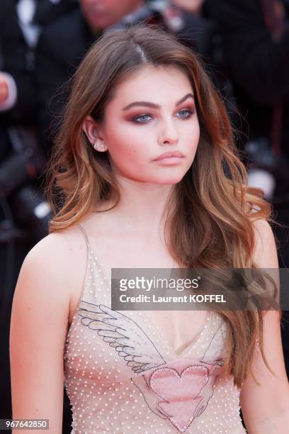 Thylane Blondeau attends the 'Nelyobov ' screening during the 70th annual Cannes Film Festival at Palais des Festivals on May 18, 2017 in Cannes,...