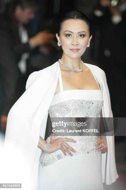 Carina Lau attends the Premiere of 'Soshite Chichi Ni Naru' at Palais des Festivals during The 66th Annual Cannes Film Festival on May 18, 2013 in...