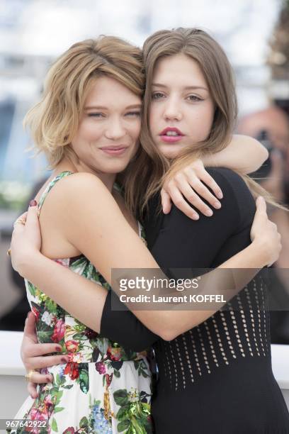 Actress Lea Seydoux and actress Adele Exarchopoulos attend the photocall for 'La Vie D'Adele' during the 66th Annual Cannes Film Festival at The...