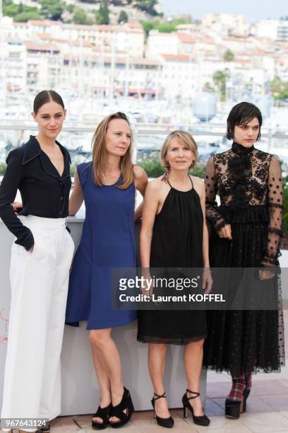 Actress Ariane Labed, directors Delphine Coulin, Muriel Coulin and actress Soko attends the 'The Stopover ' photocall during the 69th Annual Cannes...
