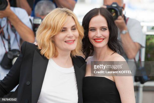 Eva Green and Emmanuelle Seigner attend the 'Based On A True Story' Photocall during the 70th annual Cannes Film Festival at Palais des Festivals on...