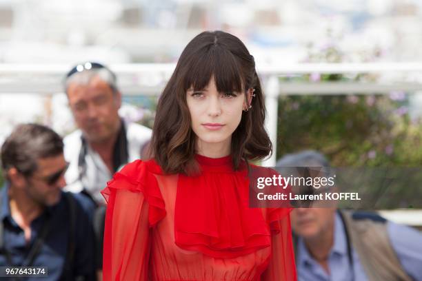 Actress Stacy Martin attends the 'Redoutable ' photocall during the 70th annual Cannes Film Festival at Palais des Festivals on May 21, 2017 in...