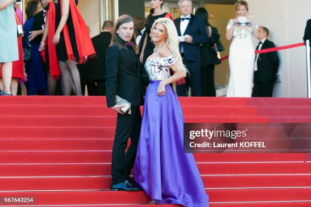 Victoria Silvstedt and Christophe Guillarme attends the 'Okja' screening during the 70th annual Cannes Film Festival at Palais des Festivals on May...