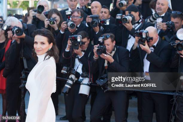 Juliette Binoche attends the 'Okja' screening during the 70th annual Cannes Film Festival at Palais des Festivals on May 19, 2017 in Cannes, France.