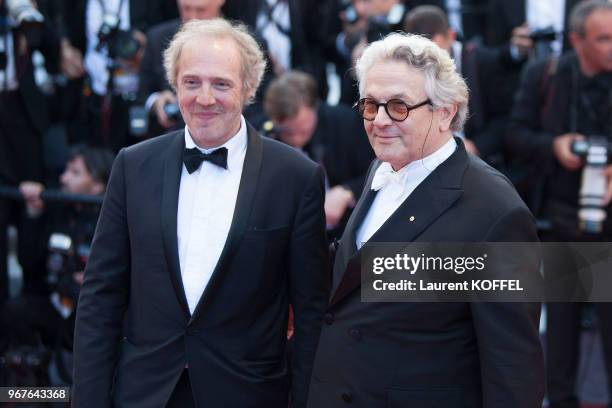 Directors George Miller and Arnaud Desplechin attend a screening of 'Julieta' at the annual 69th Cannes Film Festival at Palais des Festivals on May...
