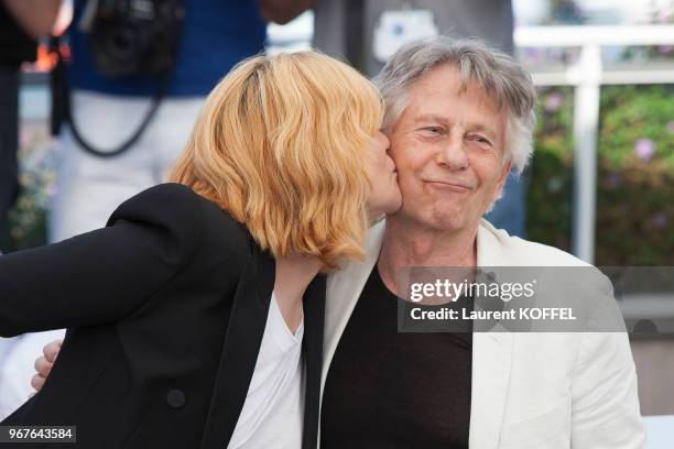 Director Roman Polanski and actress Emmanuelle Seigner attend the 'Based On A True Story' photocall during the 70th annual Cannes Film Festival at...