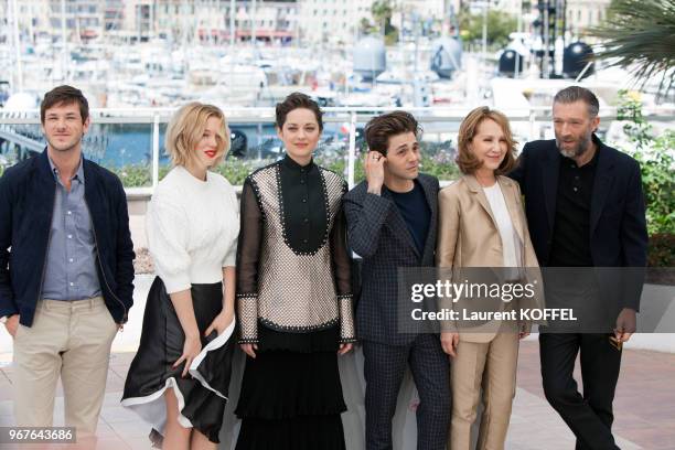 Gaspard Ulliel, Lea Seydoux, Marion Cotillard, Xavier Dolan, Nathalie Baye and Vincent Cassel attend the 'It's Only The End Of The World ' Photocall...