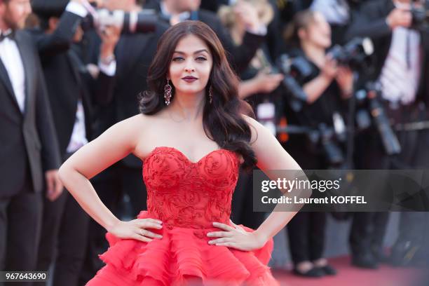 Aishwarya Rai attends the '120 Beats Per Minute ' screening during the 70th annual Cannes Film Festival at Palais des Festivals on May 20, 2017 in...