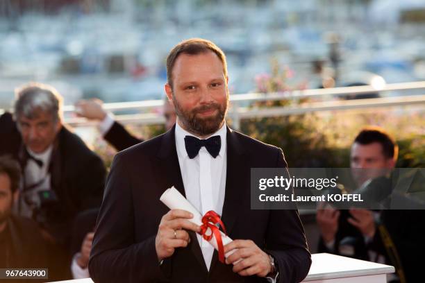 Yorgos Lanthimos winner of the award for Best Screenplay for the movie 'You Were Never Really Here' attends the Palme D'Or photocall during the 70th...