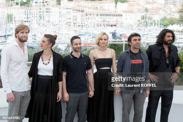 Actors Ulrich Brandhoff, Samia Muriel Chancrin, Denis Moschitto, Diane Kruger, Director Fatih Akin and actor Numan Acar attend the 'In The Fade '...