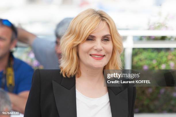 Emmanuelle Seigner attends the 'Based On A True Story' Photocall during the 70th annual Cannes Film Festival at Palais des Festivals on May 27, 2017...