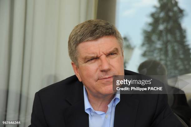 Thomas Bach, patron du comite olympique allemand , recemment elu nouveau president du CIO , 9e president de l'institution, lors d'un rendez vous au...